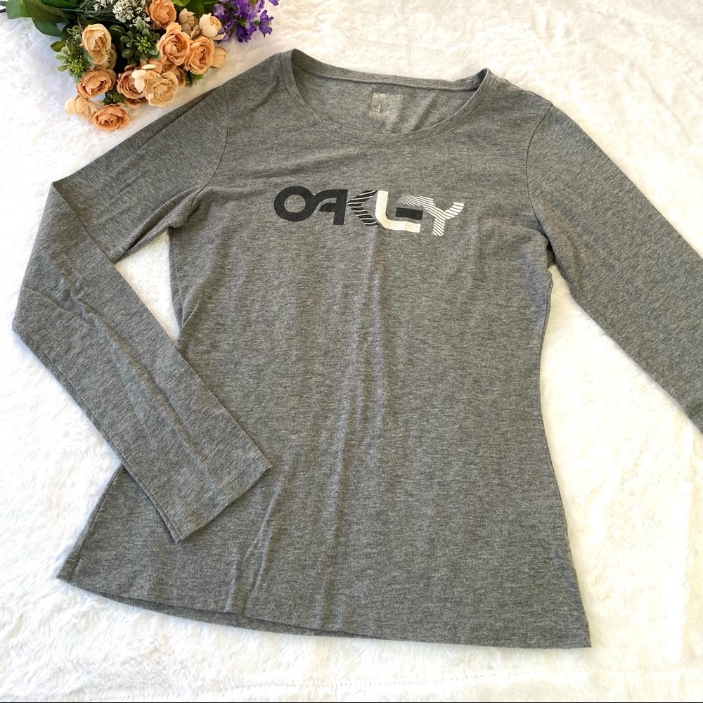 Oakley Graphic Logo Long Sleeve Gray Top